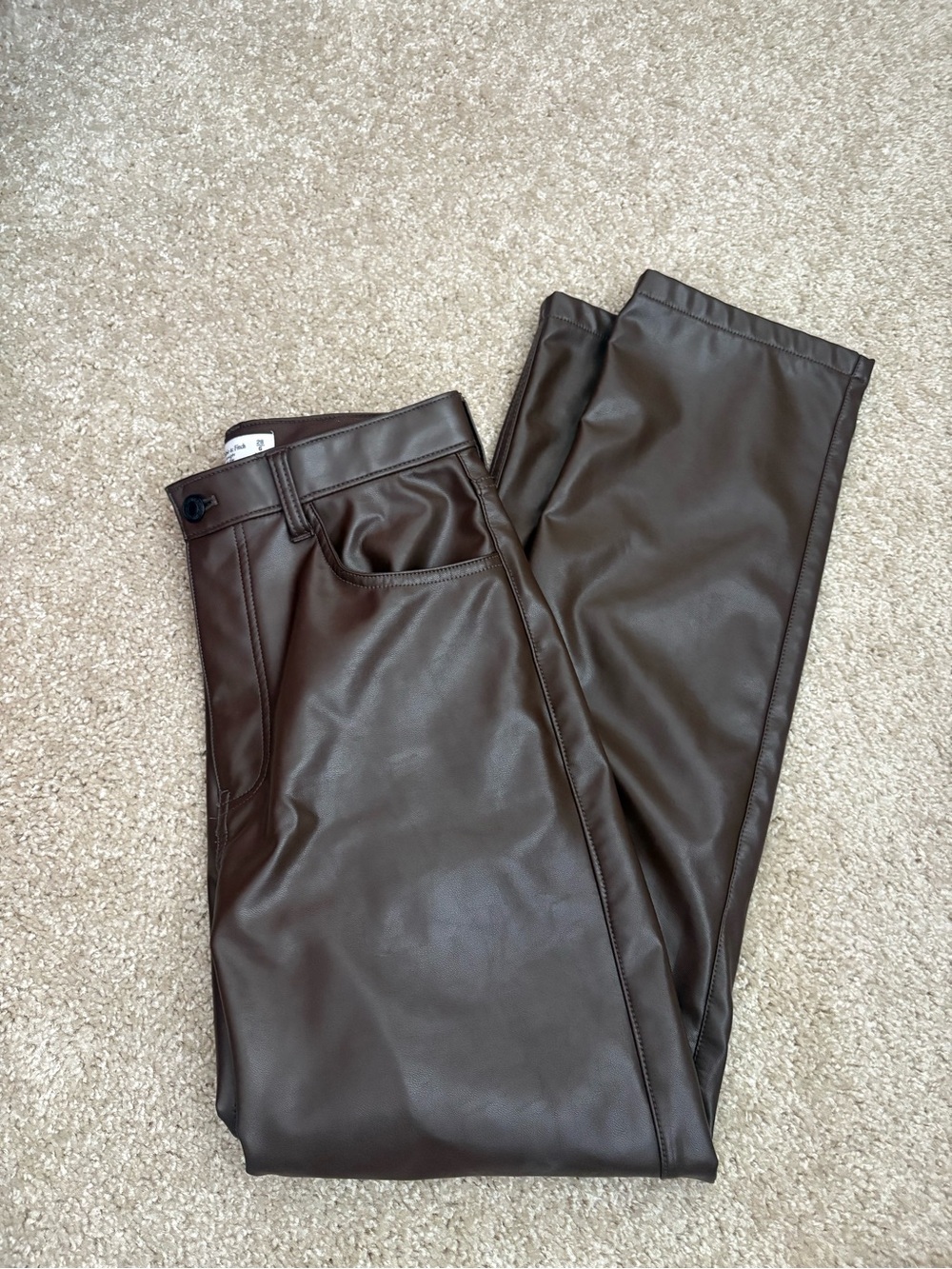Abercrombie & Fitch Faux Leather Pants in Dark Brown